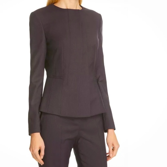 NWT HUGO BOSS Jadela 2 Virgin Wool Mini Houndstooth Blazer Business Jacket - 12 - Picture 2 of 9